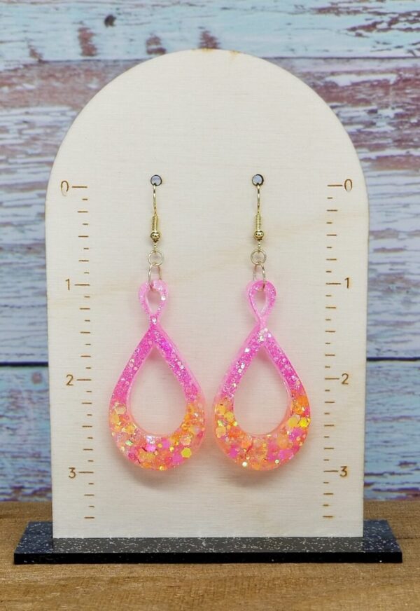 Pink & Orange Glitter Earrings
