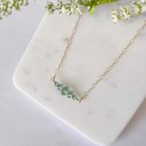 Green Crystal Bead Bar Necklace