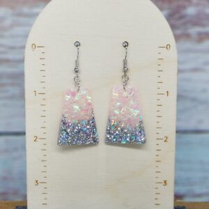 Pink & Silver Trapezoid Earrings