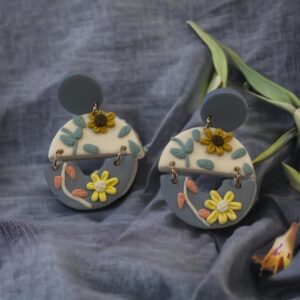 Connected Circle Flower Earrings