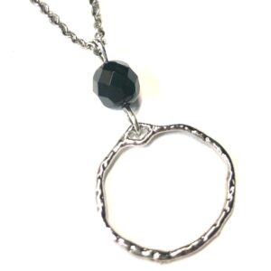 Handmade Black & Metal Circle Pendant Necklace
