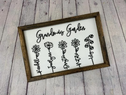 Grandmas Garden Personalized Birth Month Flower Sign | Personalized Grandparent Gift | Personalized Mothers Day Gift