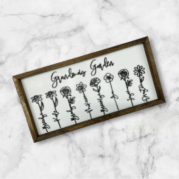 Grandmas Garden Personalized Birth Month Flower Sign | Personalized Grandparent Gift | Personalized Mothers Day Gift