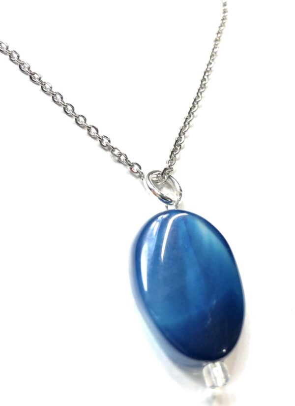 Handmade Blue Dyed Natural Agate Necklace