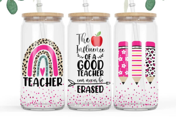 18 oz Teacher Glass Cup