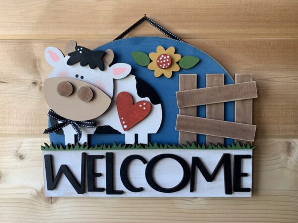 Cow Welcome Farm Scene Sign