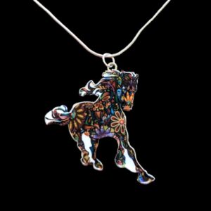 Mosaic Running Horse Necklace
