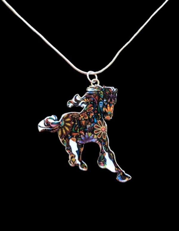 Mosaic Running Horse Necklace