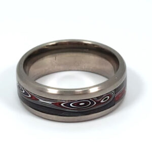 Fordite and Titanium Channel Set Ring in Size 10