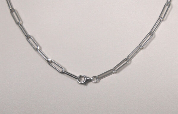 Pearl Necklace – White Fresh Water Pearl and Sterling Silver Paperclip Chain