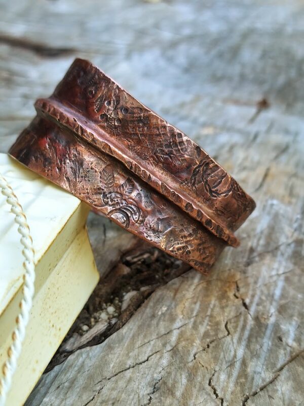 Medium bold hammered copper textured bracelet