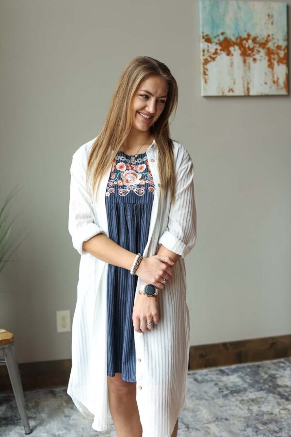 White Button Front Shirt Dress • S-3XL PLUS