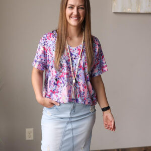 Pink Multi Loose Painted Floral Tee • S-2XL PLUS