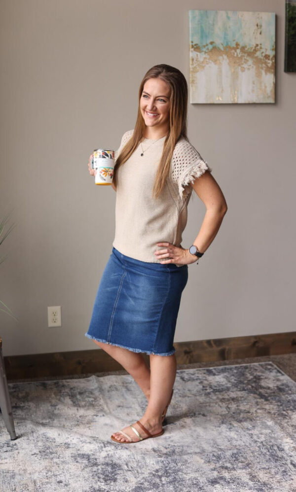 Beige Fringed Hollow Out Short Sleeve Sweater