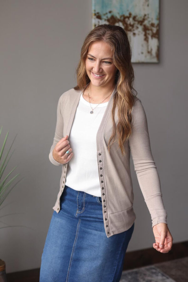Light Mocha Snap Cardigan