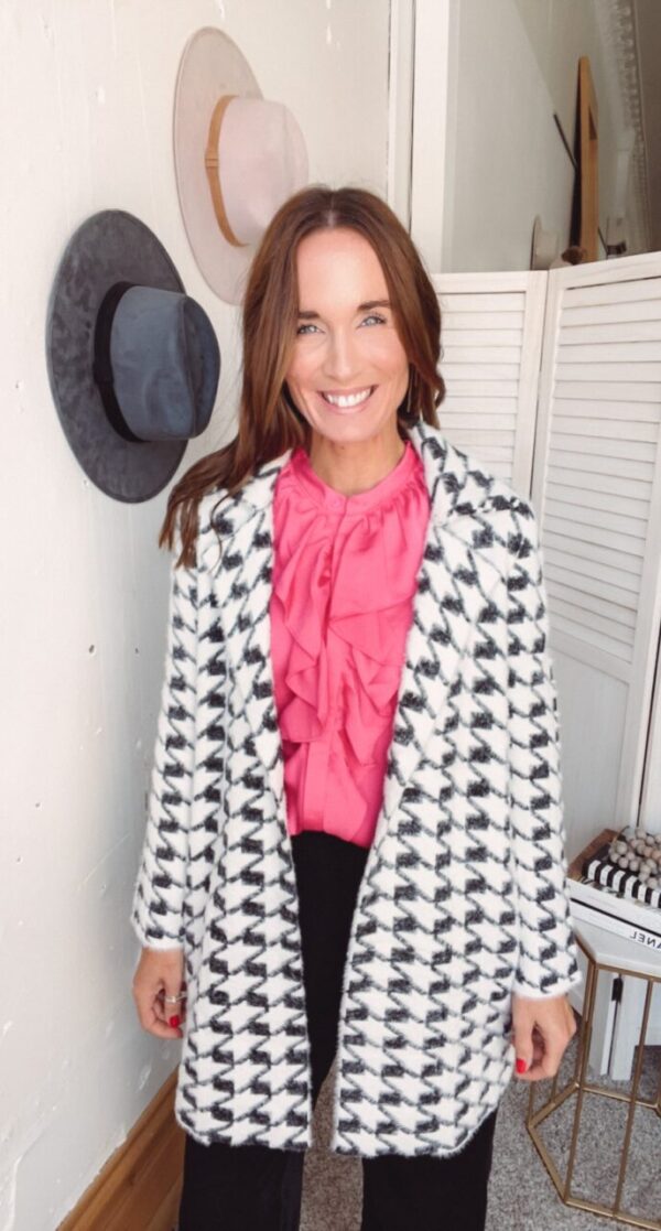 Liverpool Houndstooth Coatigan Sweater