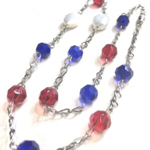 Handmade Patriotic Red White Blue Necklace For July 4th