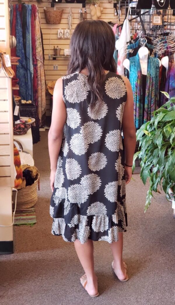 Sleeveless Cotton Midi Dress Pockets Mum Print