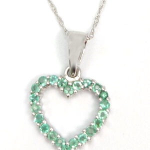 Emerald Heart 10k White Gold Necklace with 18 inch chain