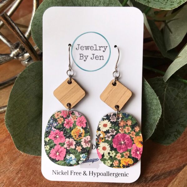 Midsummer Floral & Wood Earrings