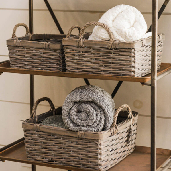 3 RATTAN SQUARE BASKETS
