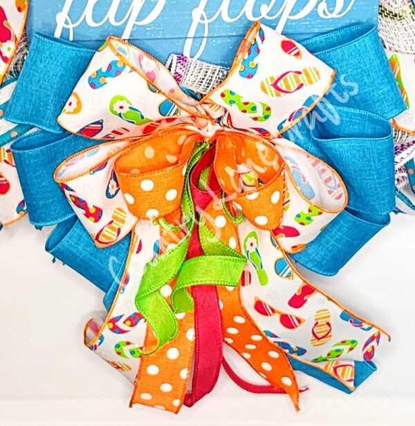 Bright Colored Summer Flip Flop front door mesh Wreath, “Life is Better in Flip Flops”