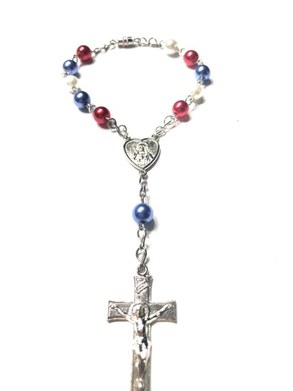 Handmade Red White & Blue Patriotic Car Rosary
