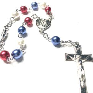 Handmade Red White & Blue Patriotic Car Rosary