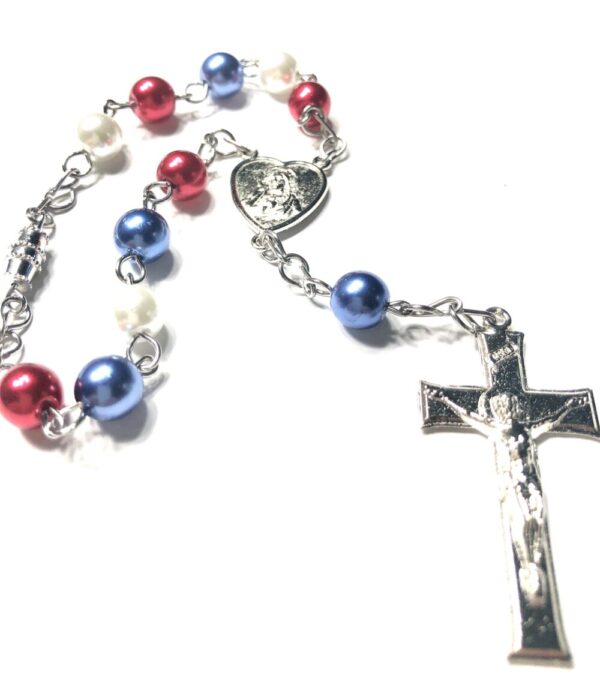 Handmade Red White & Blue Patriotic Car Rosary