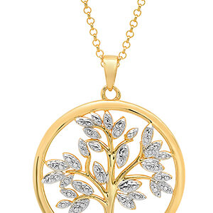 Tree of Life Necklace with diamond accent in 18KT gold-plated sterling silver