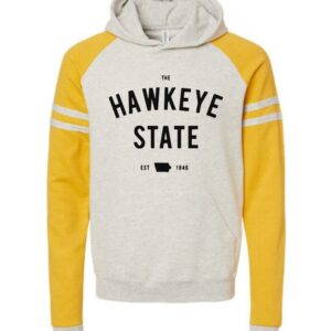 Hawkeye State Striped Contrast Sleeve Raglan Sweatshirt
