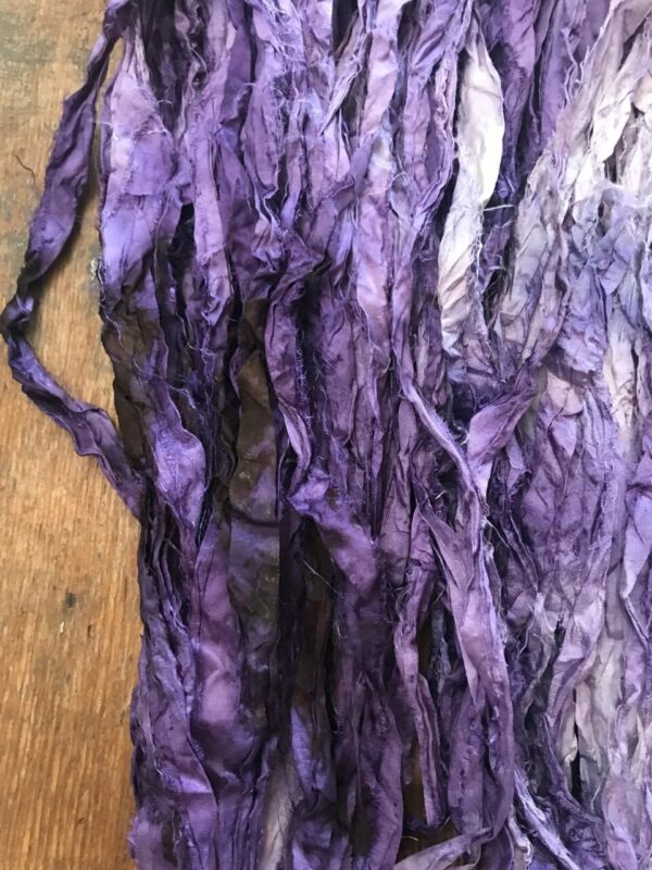 Logwood naturally dyed sari silk yarn, 60 yards