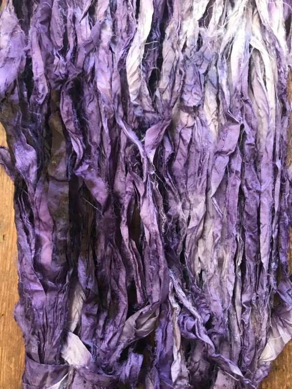 Logwood naturally dyed sari silk yarn, 20 yards