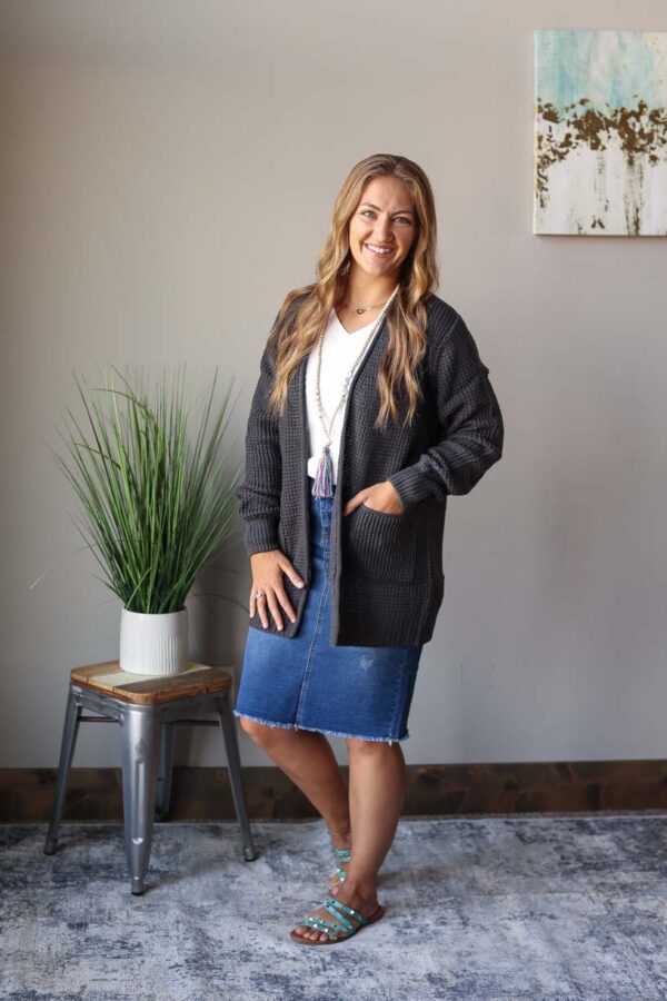 Ash Grey Waffle Cardigan