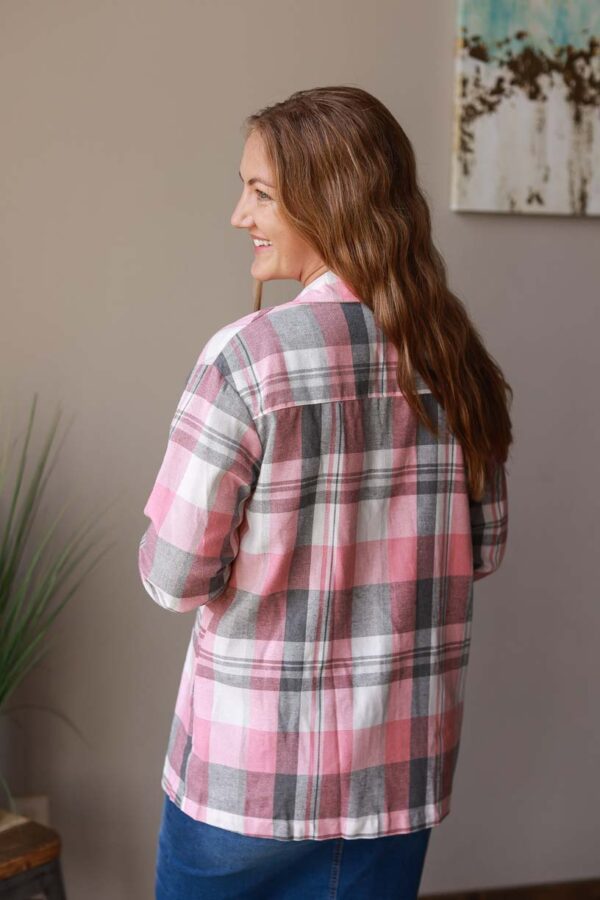 Pink Plaid Flannel Button Up • S-2XL PLUS