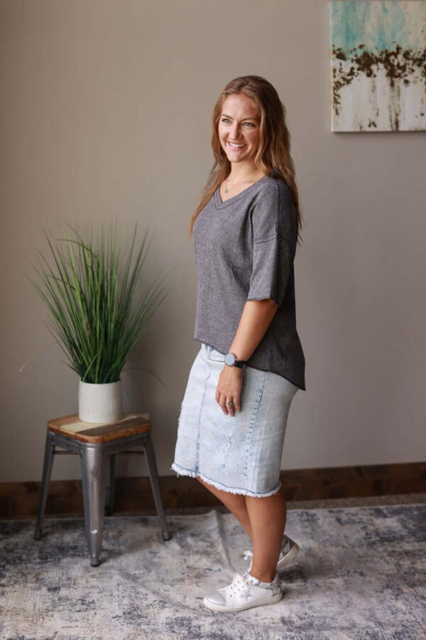 Gray Waffle Oversized Top • S-2XL PLUS