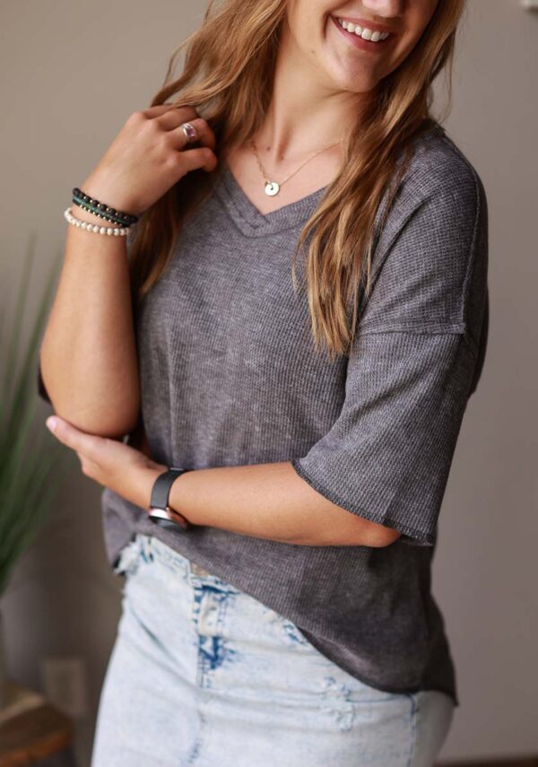 Gray Waffle Oversized Top • S-2XL PLUS
