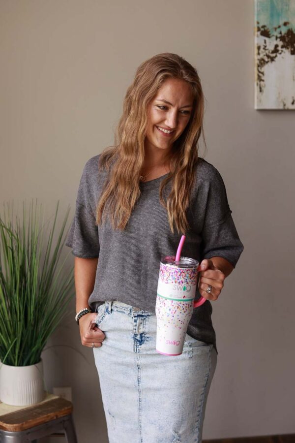 Gray Waffle Oversized Top • S-2XL PLUS