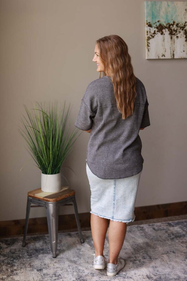 Gray Waffle Oversized Top • S-2XL PLUS