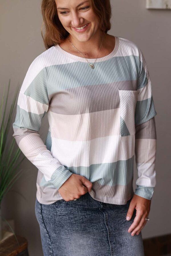 Blue Grey Multi Stripe Top • M or L