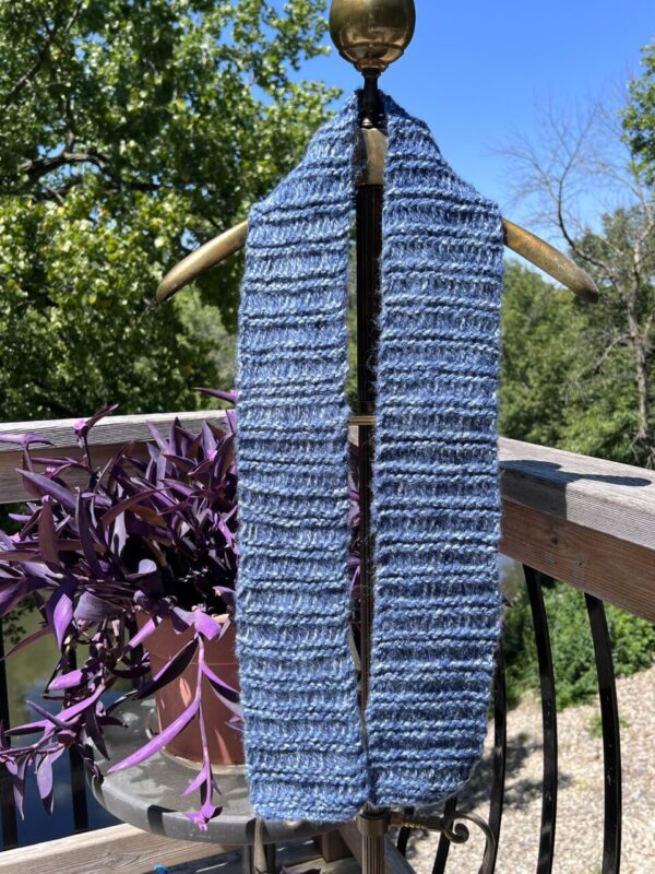 Variegated Blue Hand Crocheted Scarf