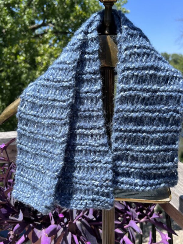 Variegated Blue Hand Crocheted Scarf