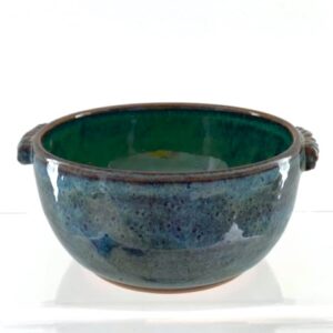 Blue/Green Pottery Berry Bowl with Speckles by Artist Terry Ferris