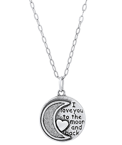 “I Love You to the Moon and Back” sterling silver necklace