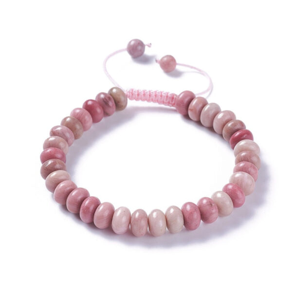 Pink rhodochrosite unisex adjustable gemstone bracelet