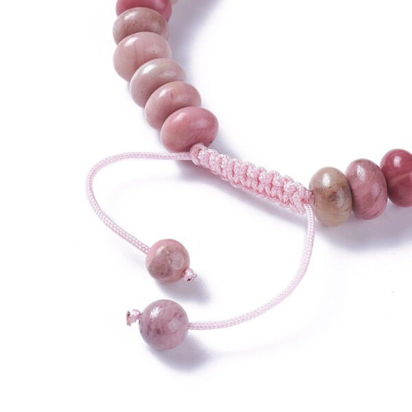 Pink rhodochrosite unisex adjustable gemstone bracelet