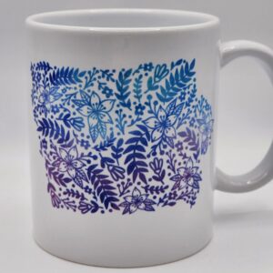 Iowa Coffee/Tea Mug Watercolor Wildflower Sublimation Design Blue Purple