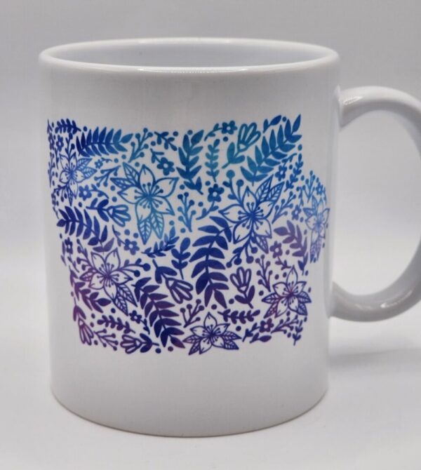 Iowa Coffee/Tea Mug Watercolor Wildflower Sublimation Design Blue Purple