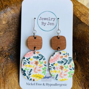 Cherry Rounded Square & Gentle Summer Floral Earrings