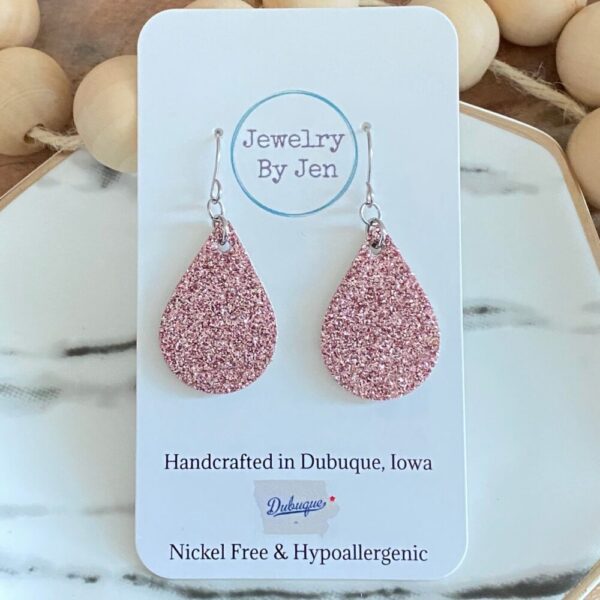 Pink Fine Glitter Small Teardrop